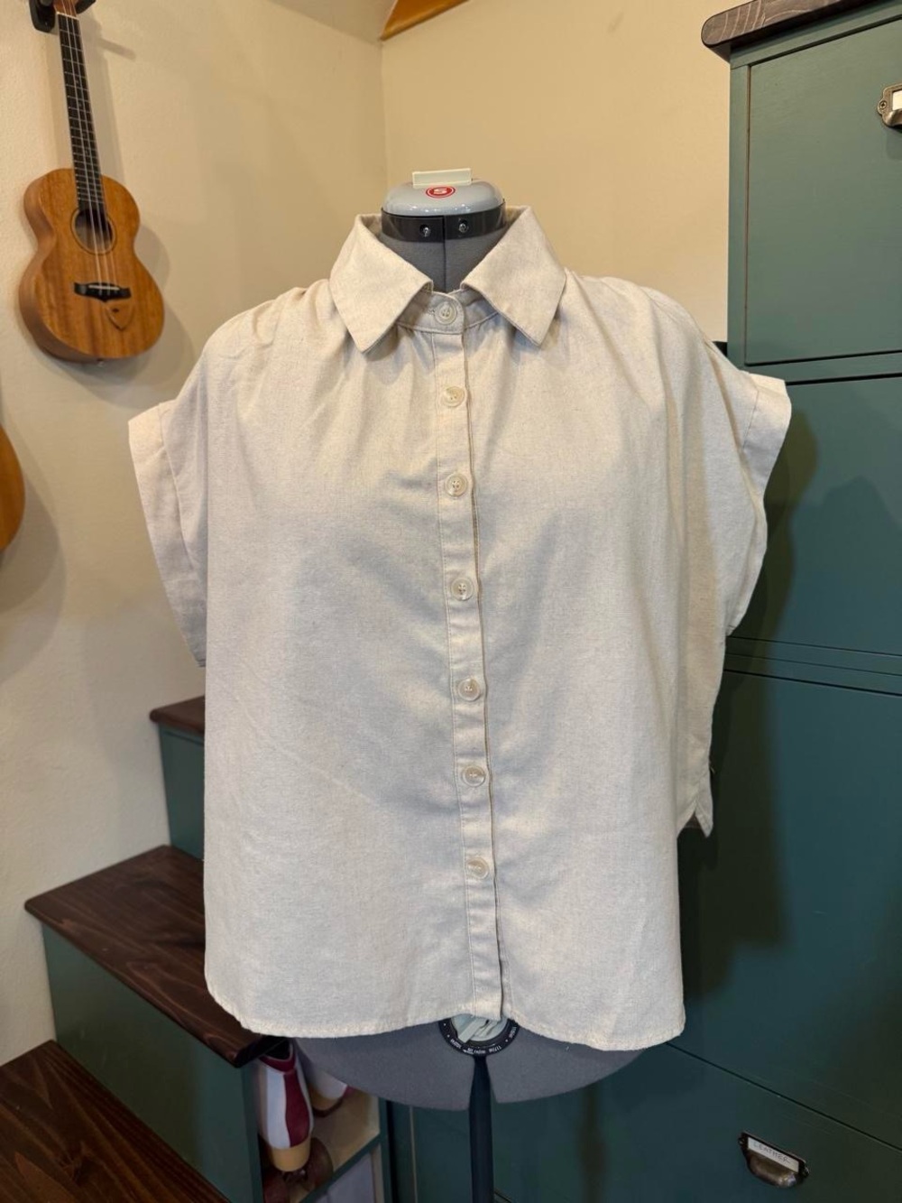 Cider Cream Short-Sleeve Button Down Shirt